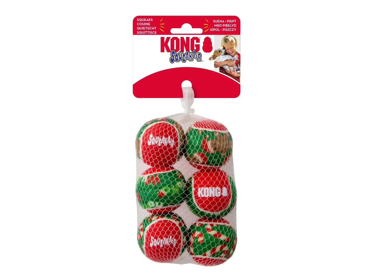 KONG Holiday SqueakAir Balls 6-pk