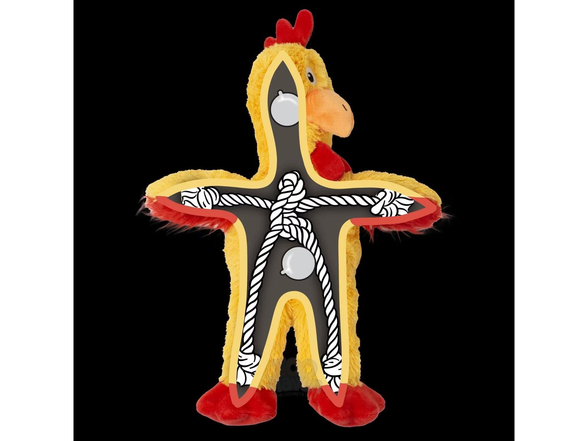 KONG Knots Chicken S – Slitesterk Hundeleke med Tau og Pipelyd