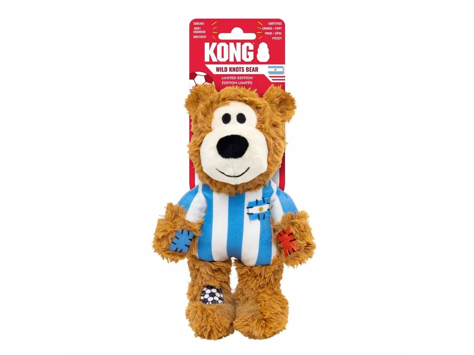 KONG Wild Knots Bear World Cup Argentina Limited Edition – Hundeleke med Tau og Pipelyd
