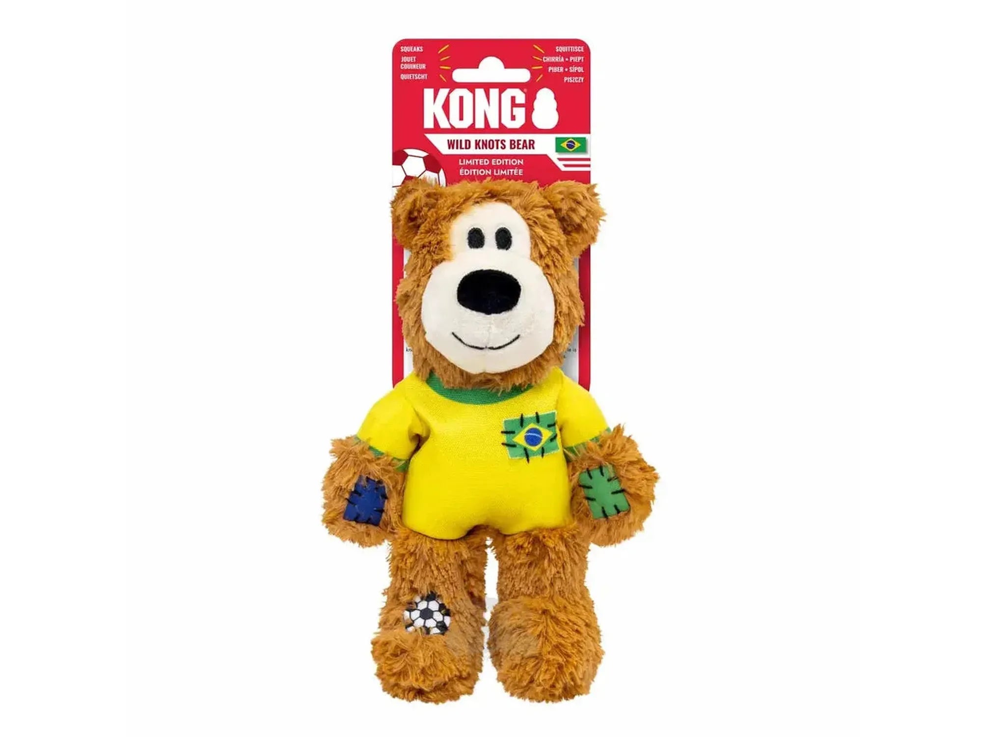 KONG Wild Knots Bear World Cup Brazil Limited Edition – Hundeleke med Tau og Pipelyd