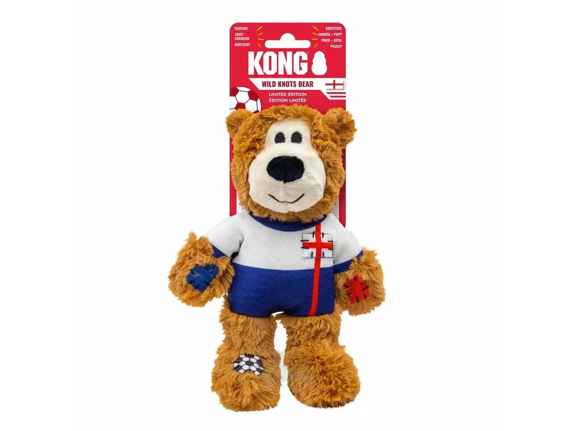 KONG Wild Knots Bear World Cup England Limited Edition – Hundeleke med Tau og Pipelyd