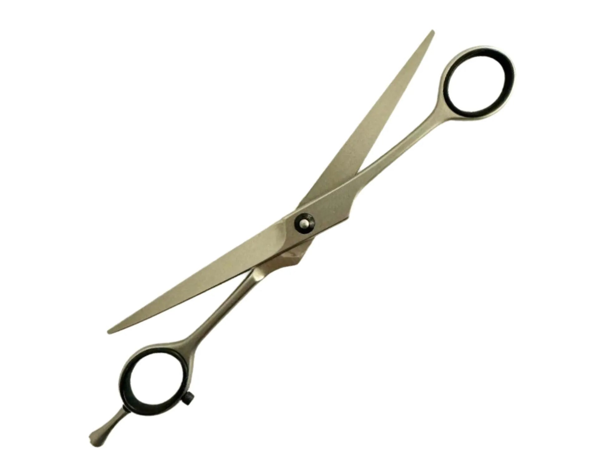 Sølvfarget KW klippesaks, 16 cm, med skarpe blader og ergonomisk grep for pelsstell.