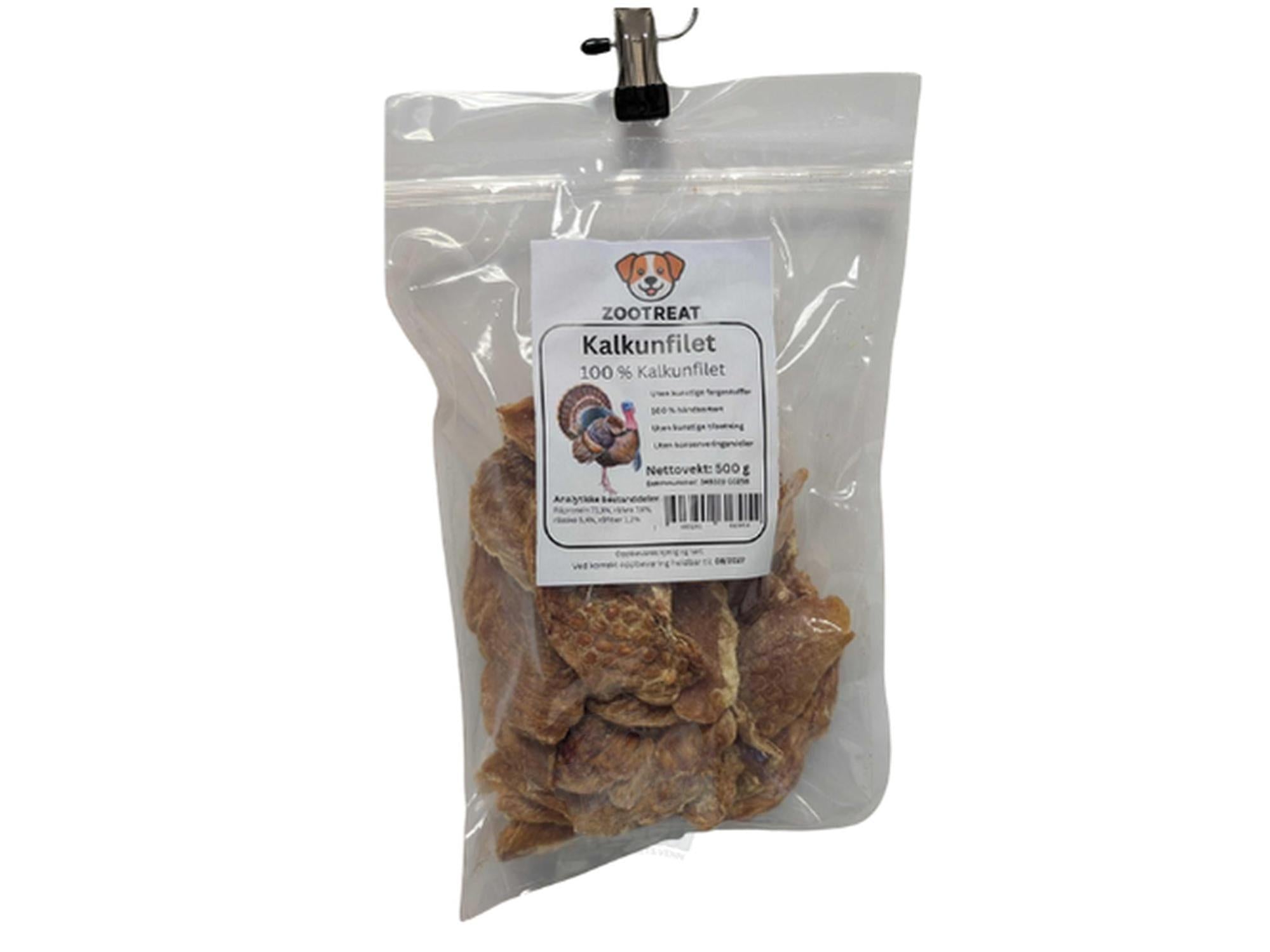 Kalkunfilet – naturlig tyggesnack for hund 500 - 1000gr