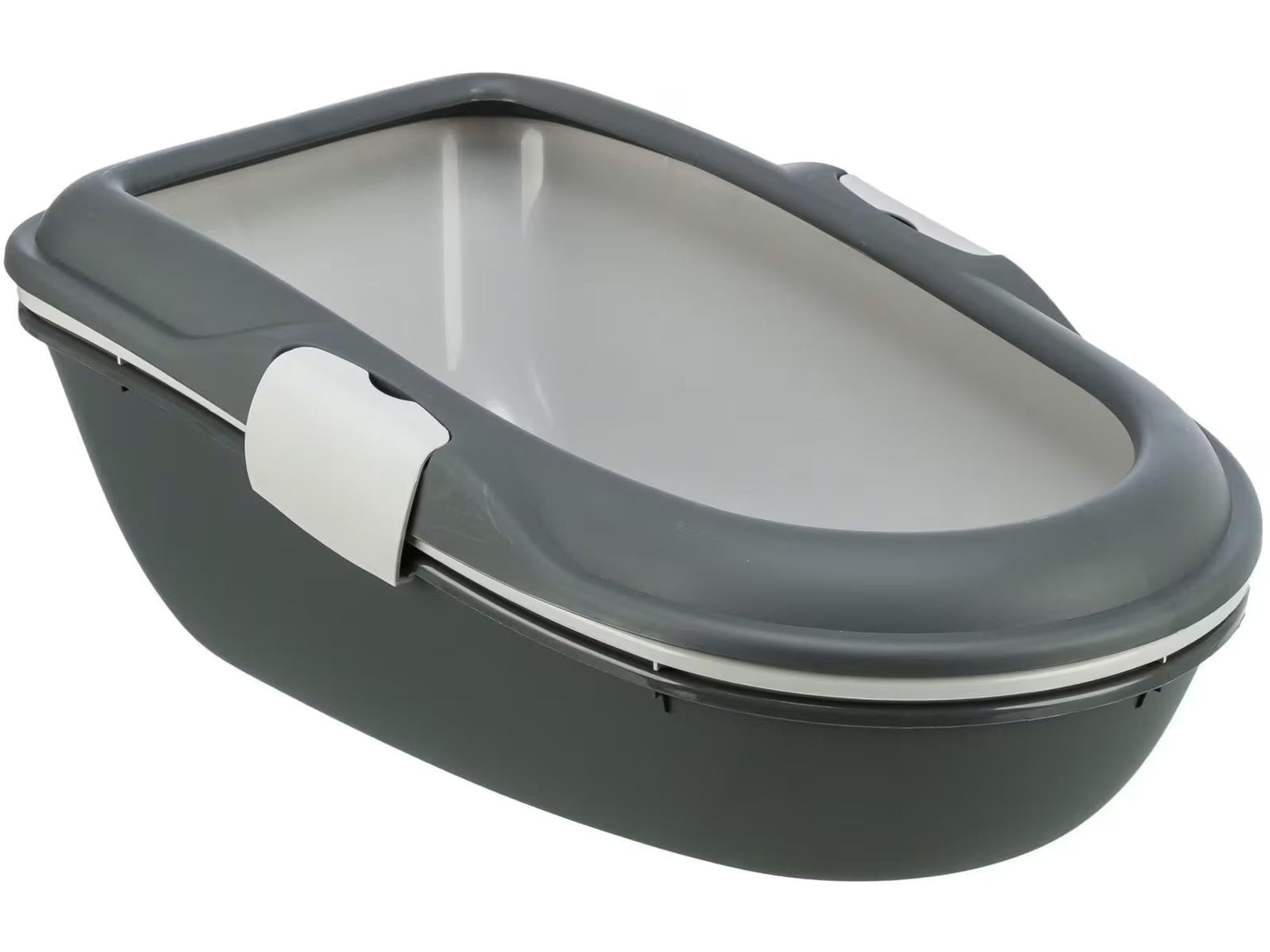 Mørkegrå/grå Kattebakke Berto 3-i-1 med kant og Easy Click-låser, laget av plast.
