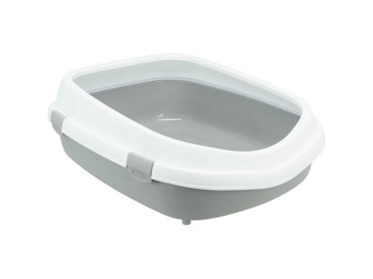 Grå og hvit Primo XXL kattebakke med avtakbar kant, romslig design for store katter.