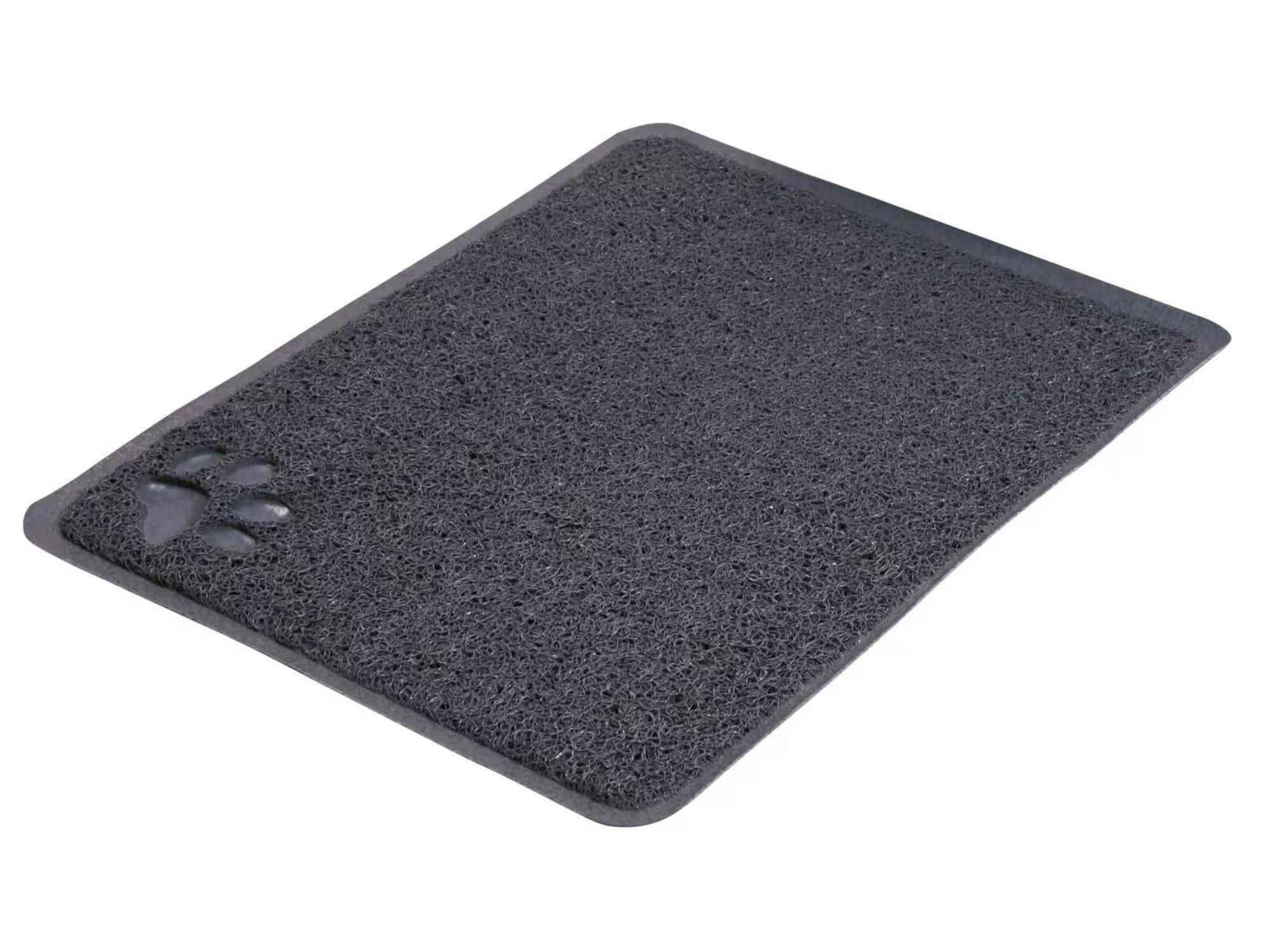 Grått, sklisikkert PVC kattebakketeppe (37x45 cm) med strukturert overflate og poteavtrykk.