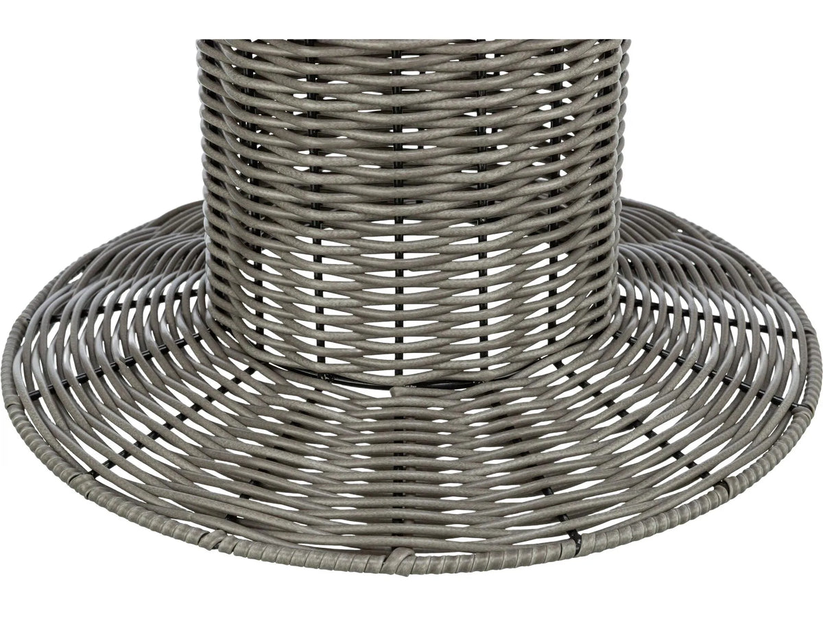Grå polyrattan kattehule utemøbel, Ø42/70 cm, med flettet design.