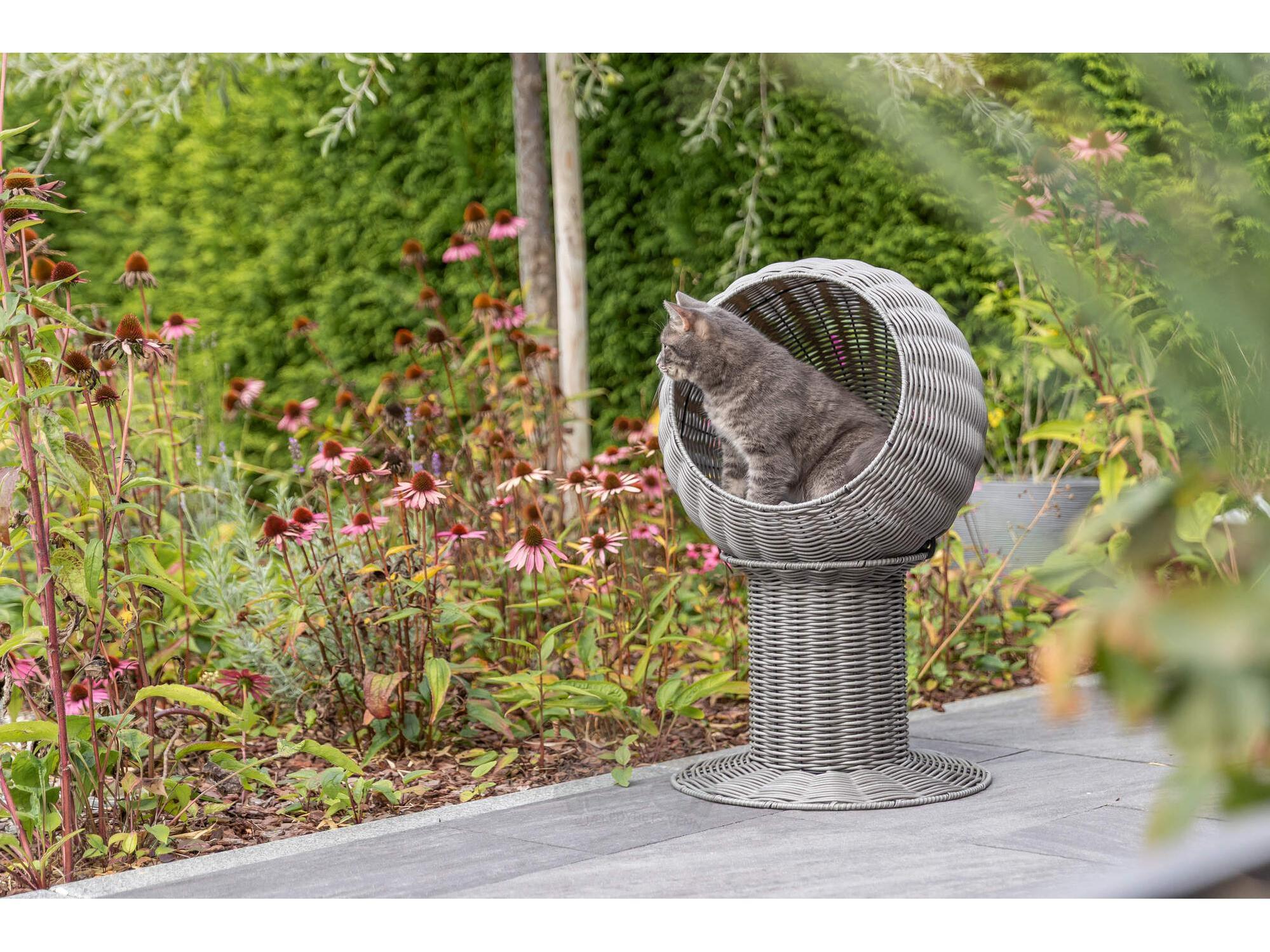 Kattehule Utemøbel i Polyrattan Ø42 / 70 cm – Grå