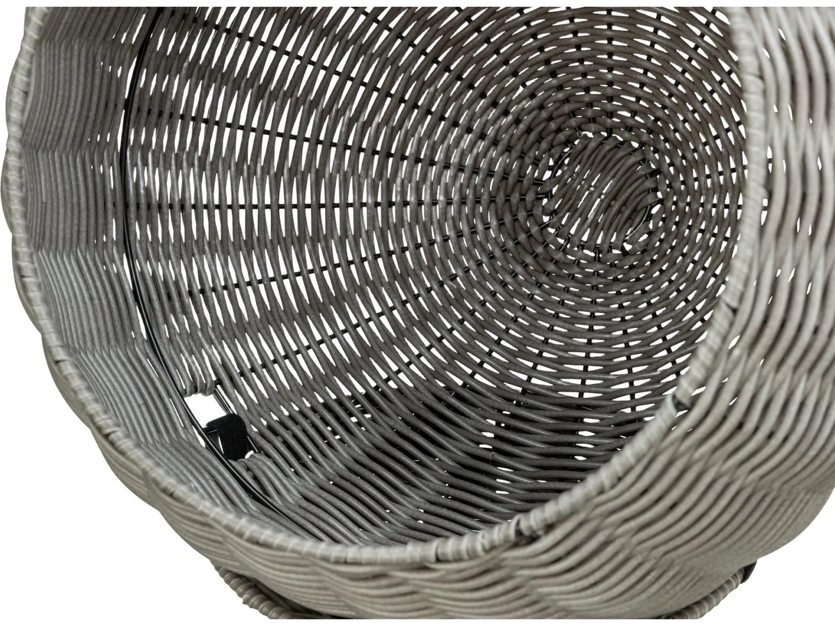 Grå polyrattan kattehule utemøbel, Ø42/70 cm, med flettet design for balkong/terrasse.