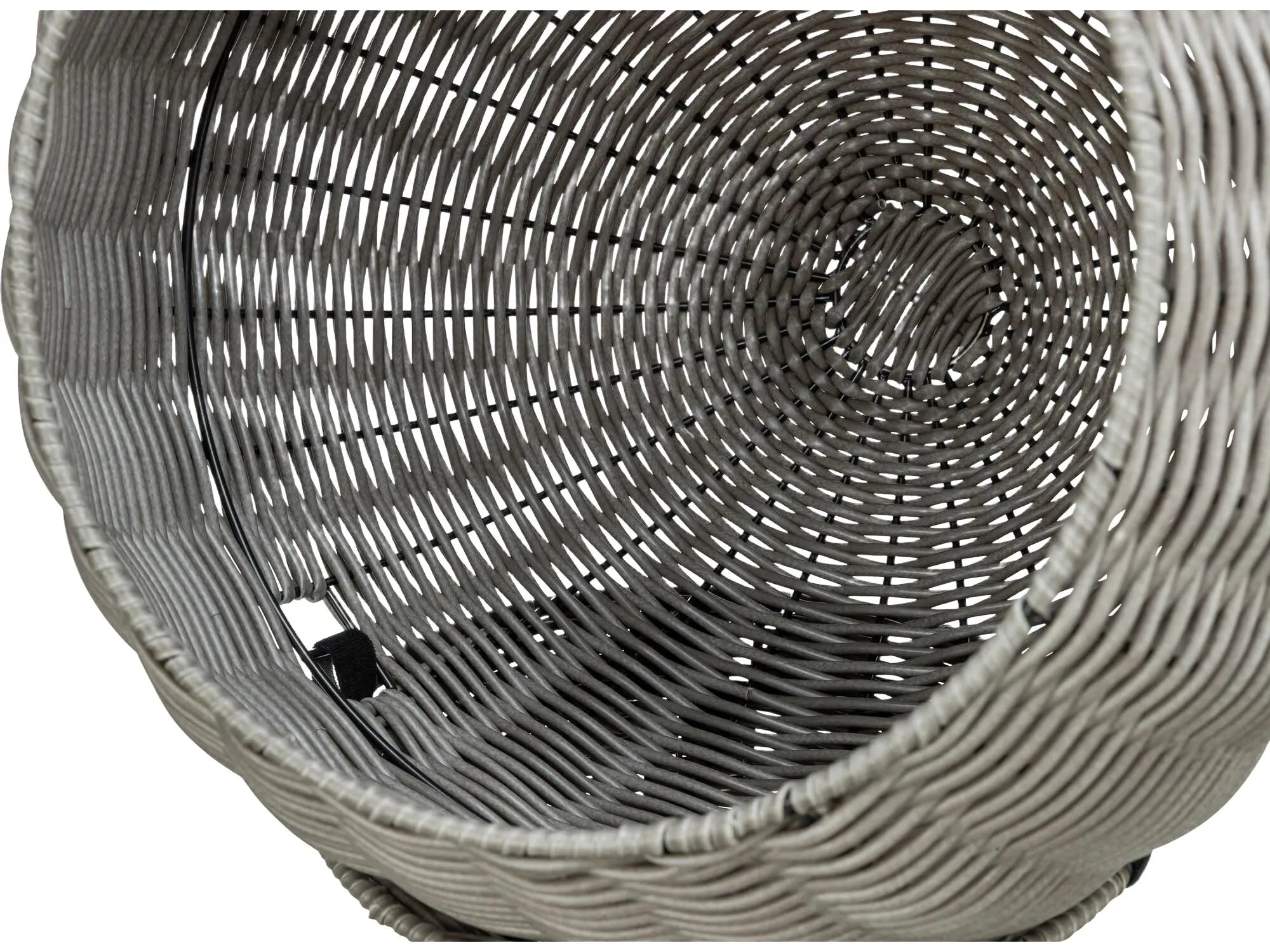 Grå polyrattan kattehule utemøbel, Ø42/70 cm, med flettet design for balkong/terrasse.