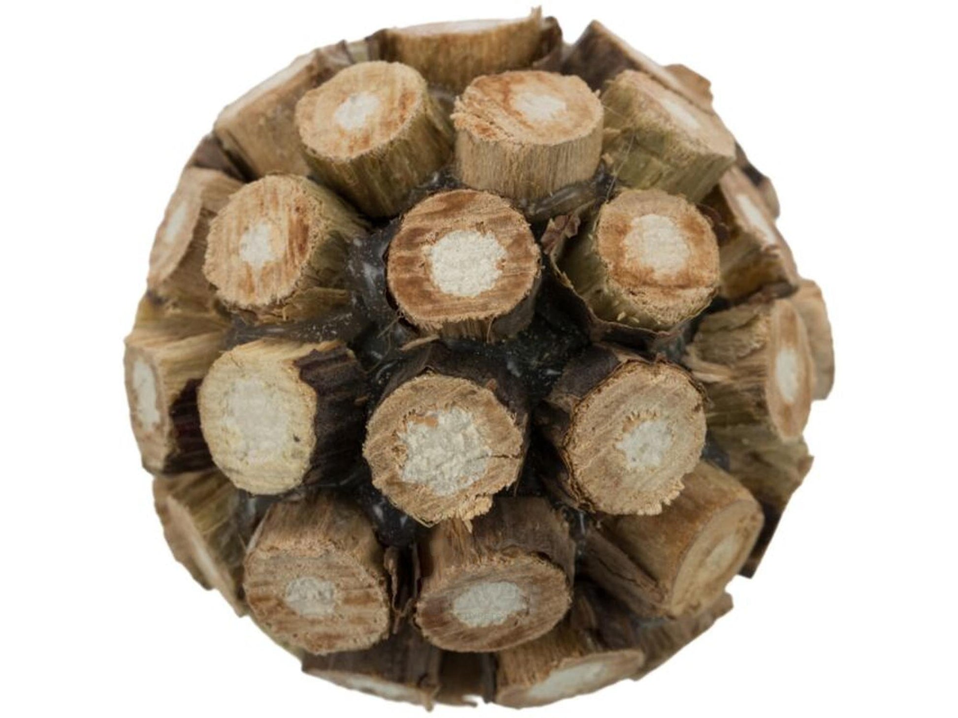 Naturlig matatabi-ball katteleke med bjelle, Ø4 cm, laget av treaktige stykker.