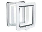 Hvit Trixie 4-veis XL katteluke/hundeluke med tunnel, transparent dør og låsemekanisme.
