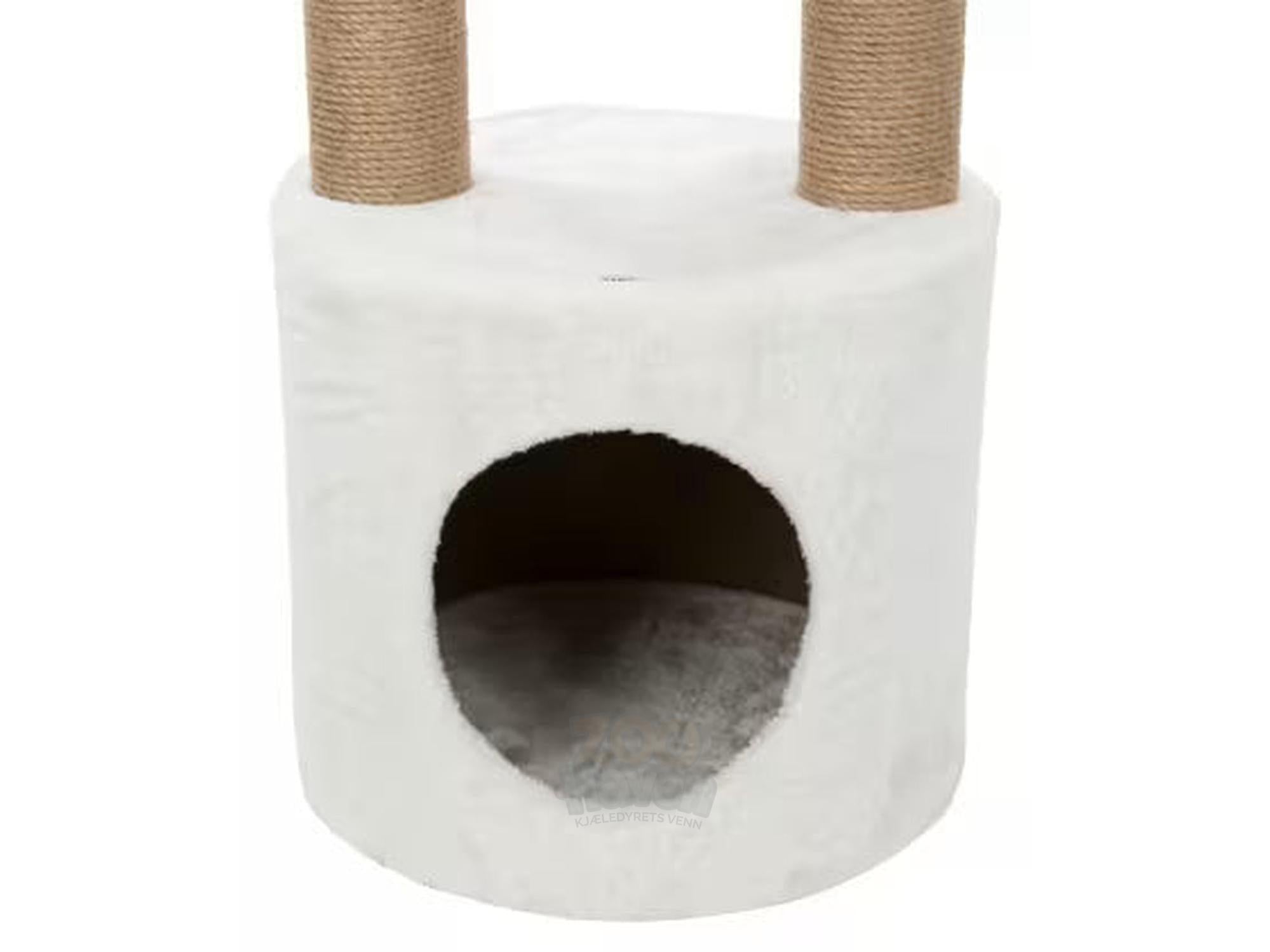 Kattemøbel Aurelio Hvit/Jute 240–250 cm – Takhøyt klatretårn med hengekøye