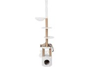 Kattemøbel Aurelio Hvit/Jute 240–250 cm – Takhøyt klatretårn med hengekøye