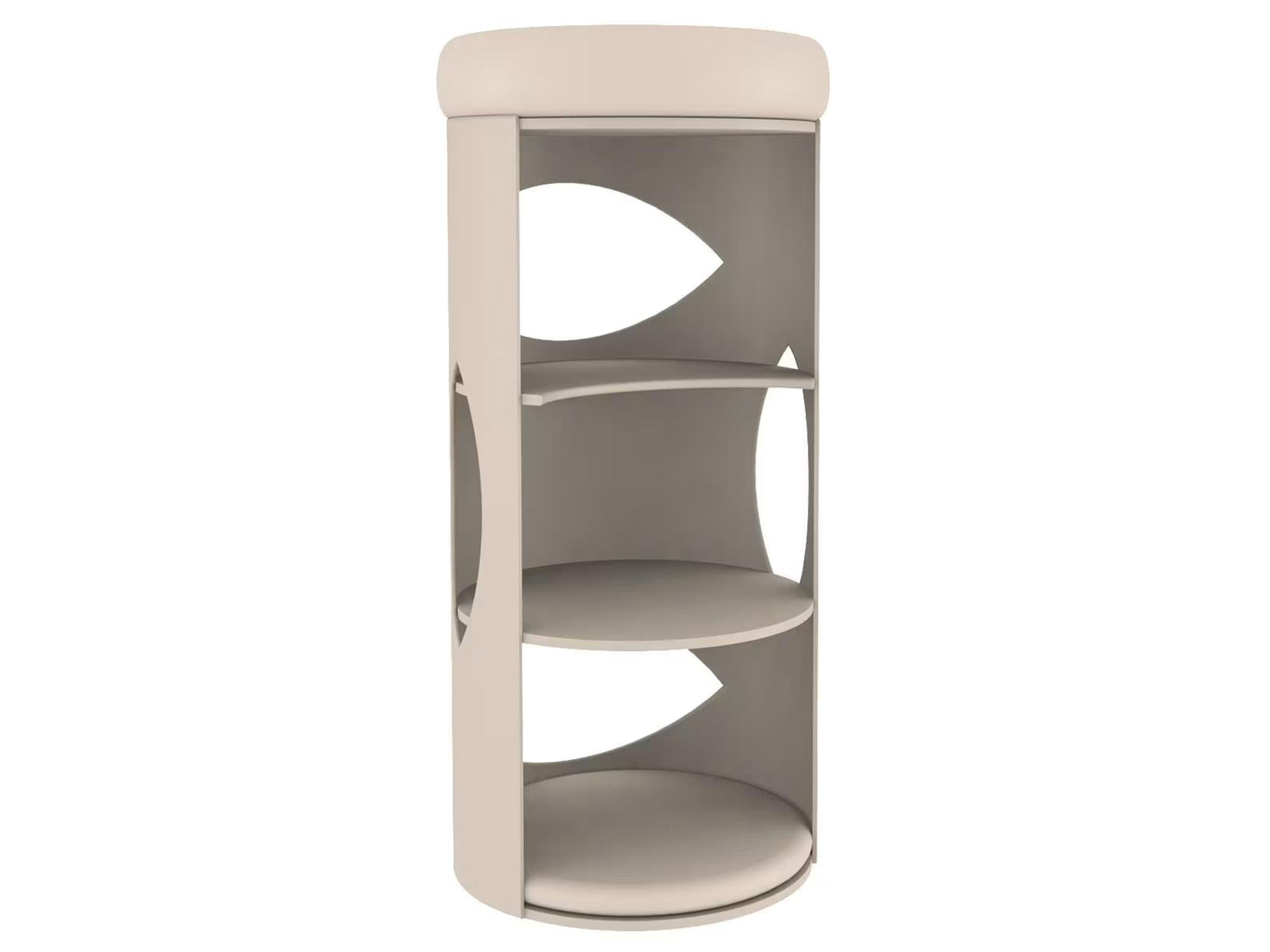 Lysegrå Kattemøbel Cat Tower Gracia Ø38x85cm med sisal, hule og polstret topp.