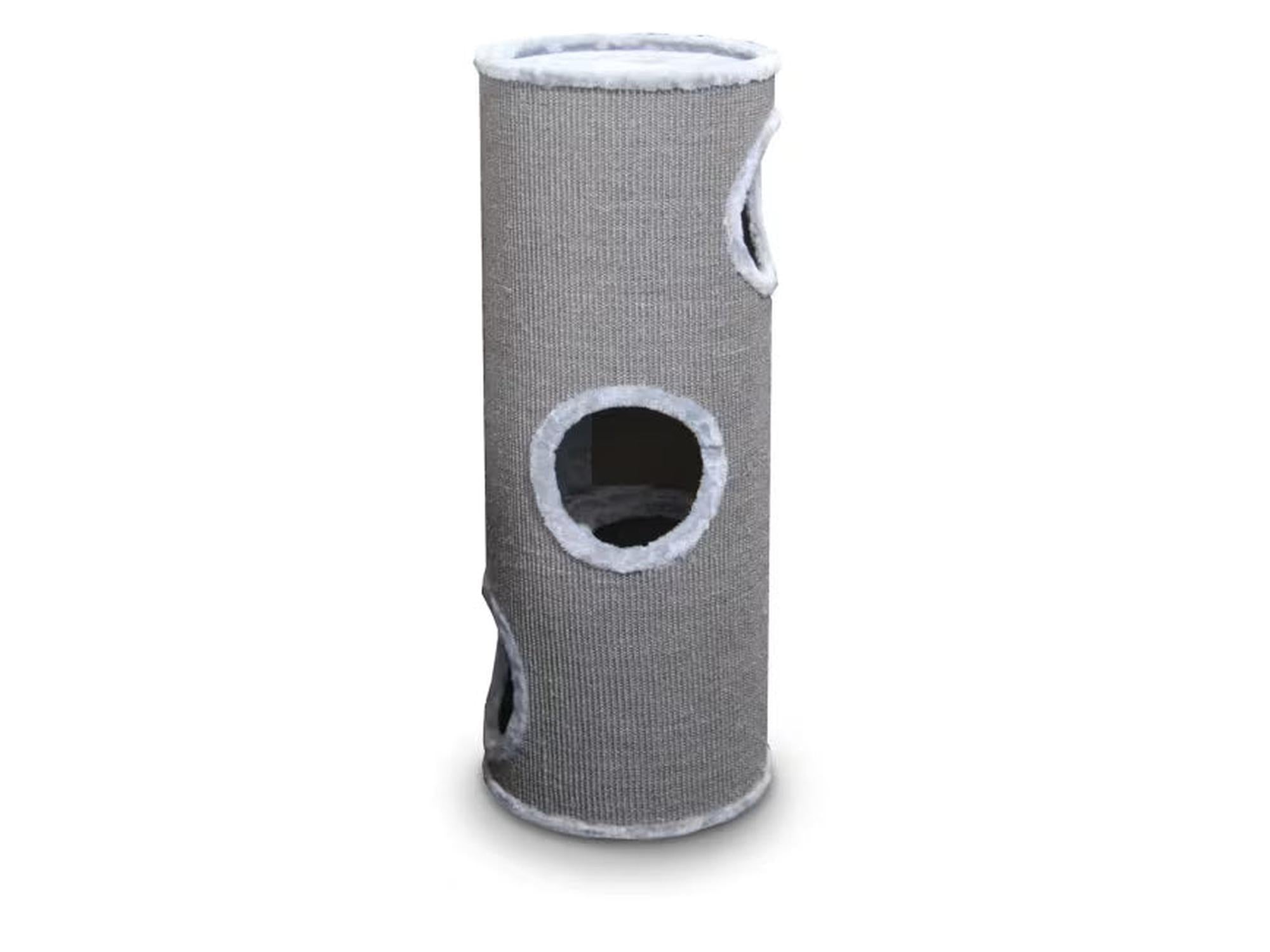 Grå Everlast Cat Tower kloremøbel med 3 etasjer, sisaloverflate og myke plysjkanter.