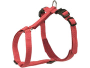 XL kattesele i korallfarget nylon med neoprenpolstring, justerbare stropper og hurtiglåser.