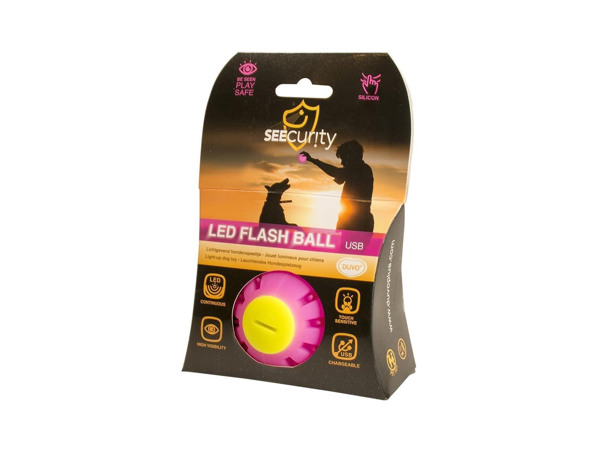 LED Flash Ball lysende hundeleke i silikon rosa