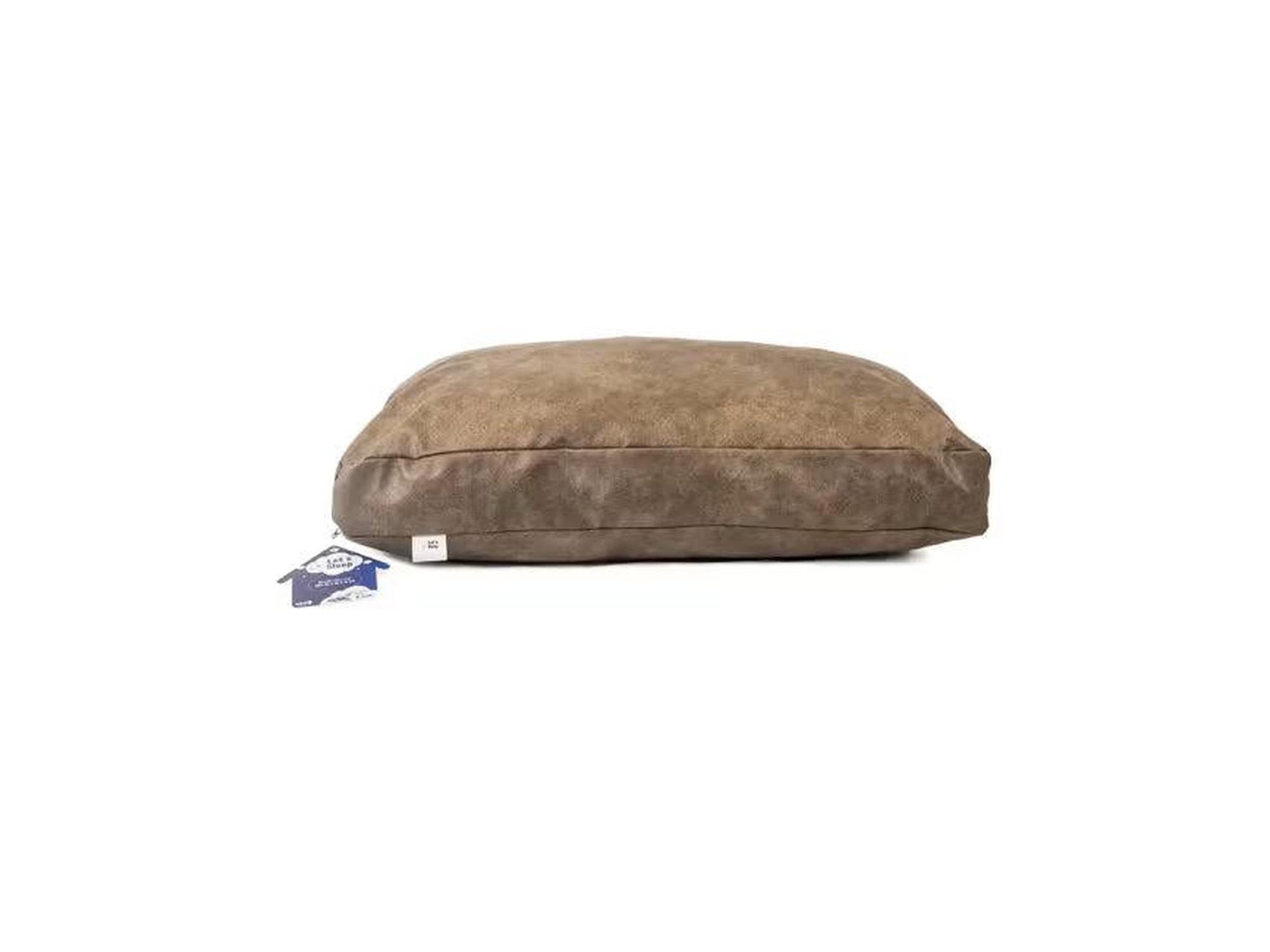 Let's Sleep hundepute i brunt, semsket skinnlignende stoff med mykt fyll for optimal komfort.