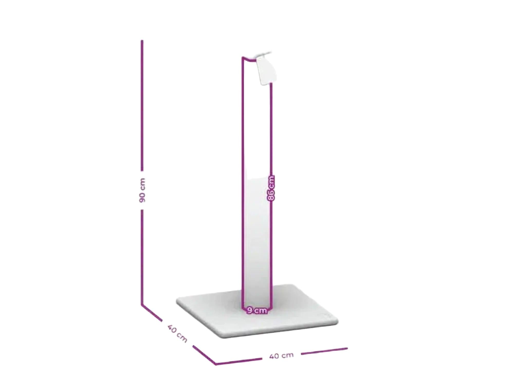 Hvit Petrebels Maine 90 klorestativ med 90 cm sisalstolpe og 40x40 cm base.