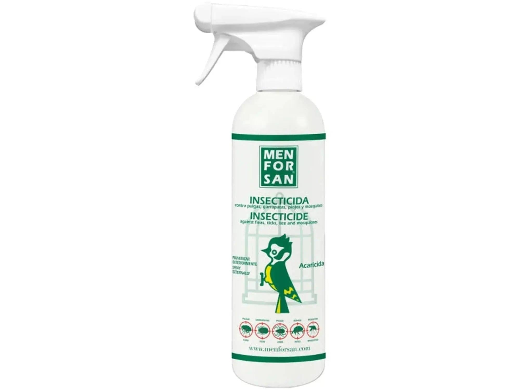 Hvit 750 ml MFS Parfymert Parasittmiddel Sprayflaske med grønn etikett og fuglelogo.