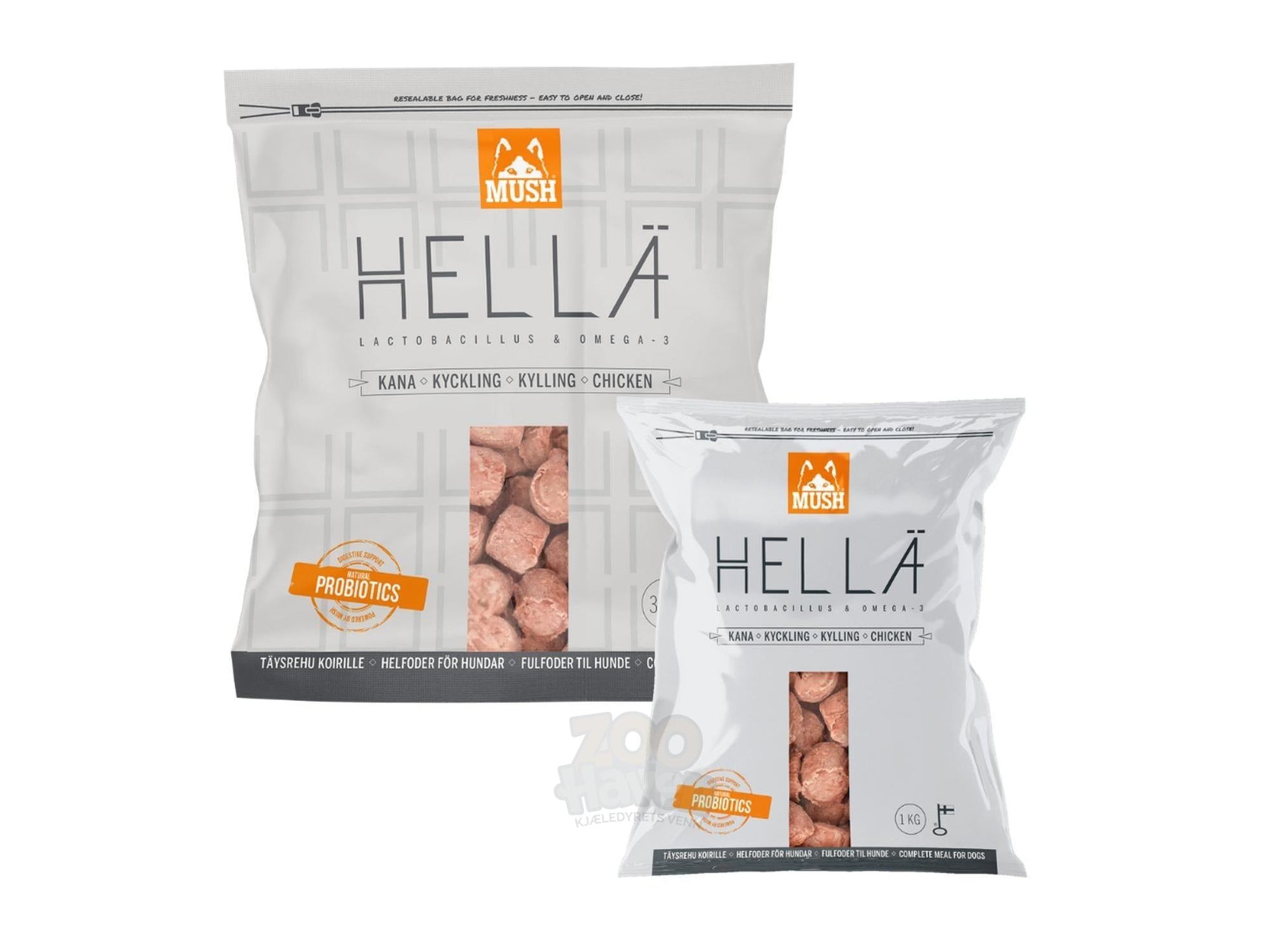Mush Hella Monoprotein Fryst Kylling råfôr til hund av kylling