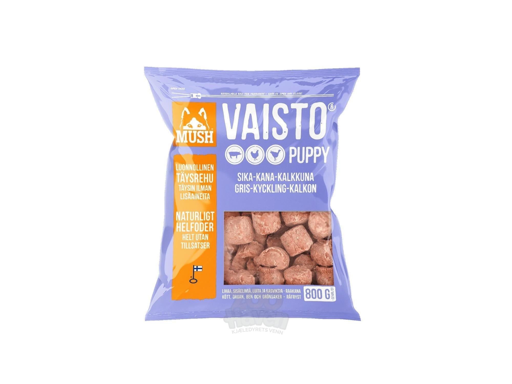 MUSH Vaisto Lyselilla Puppy Fryst (svin, kylling og kalkun)