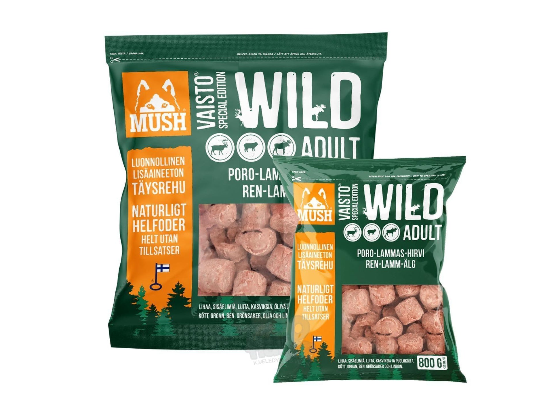 Mush Vaisto Wild fryst hundemat med rein lam og elg
