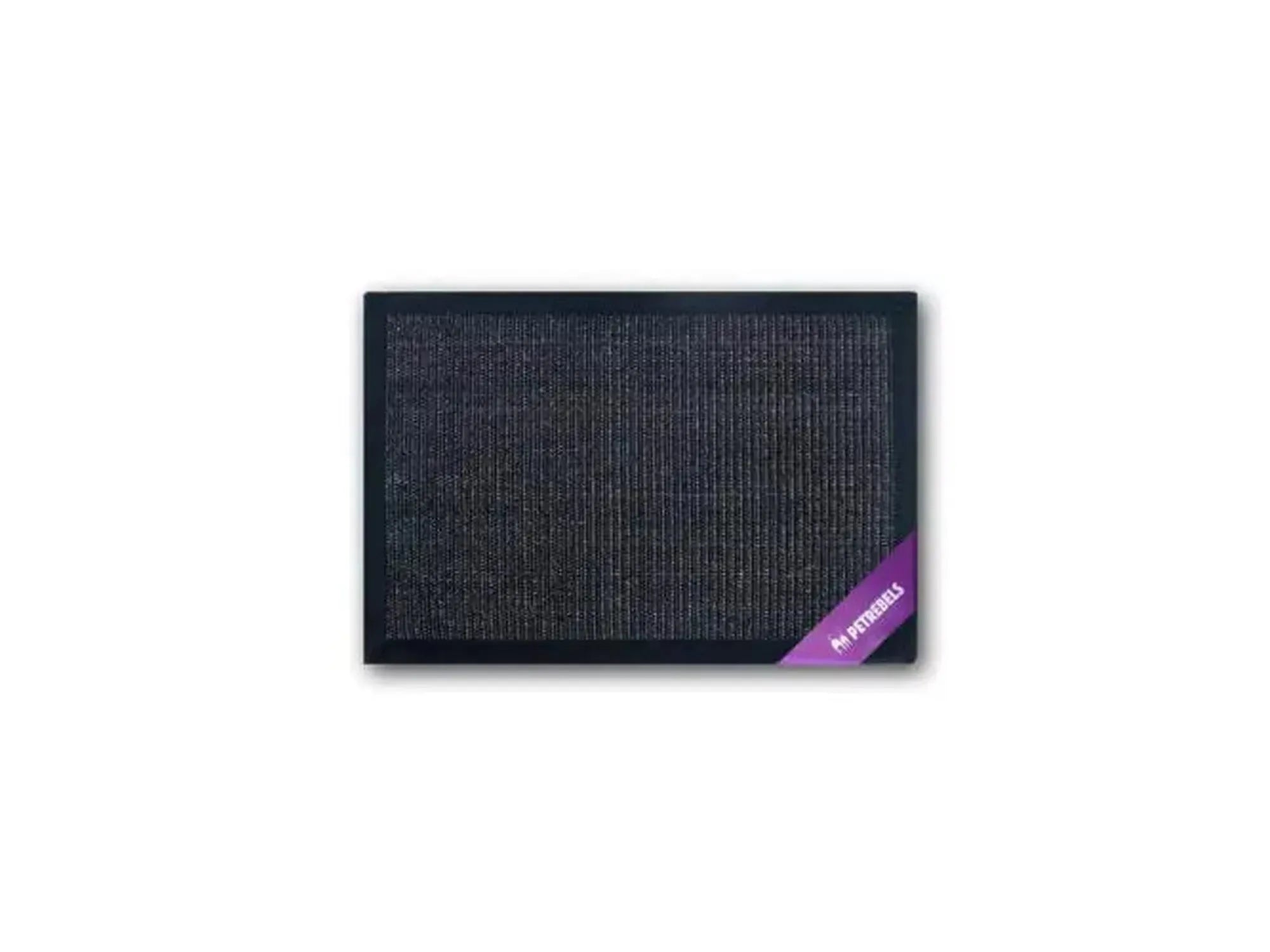 Svart Mastermat 60 klorematte i sisal for katt, med lilla Petrebels-logo.