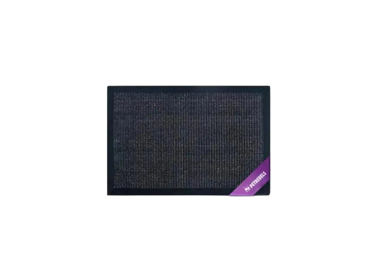 Svart Mastermat 60 klorematte i sisal for katt, med lilla Petrebels-logo.