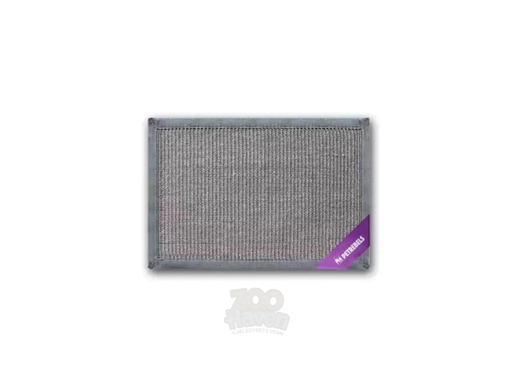 Grå Mastermat 60 sisal klorematte for katt, med lilla Petrebels-merke.