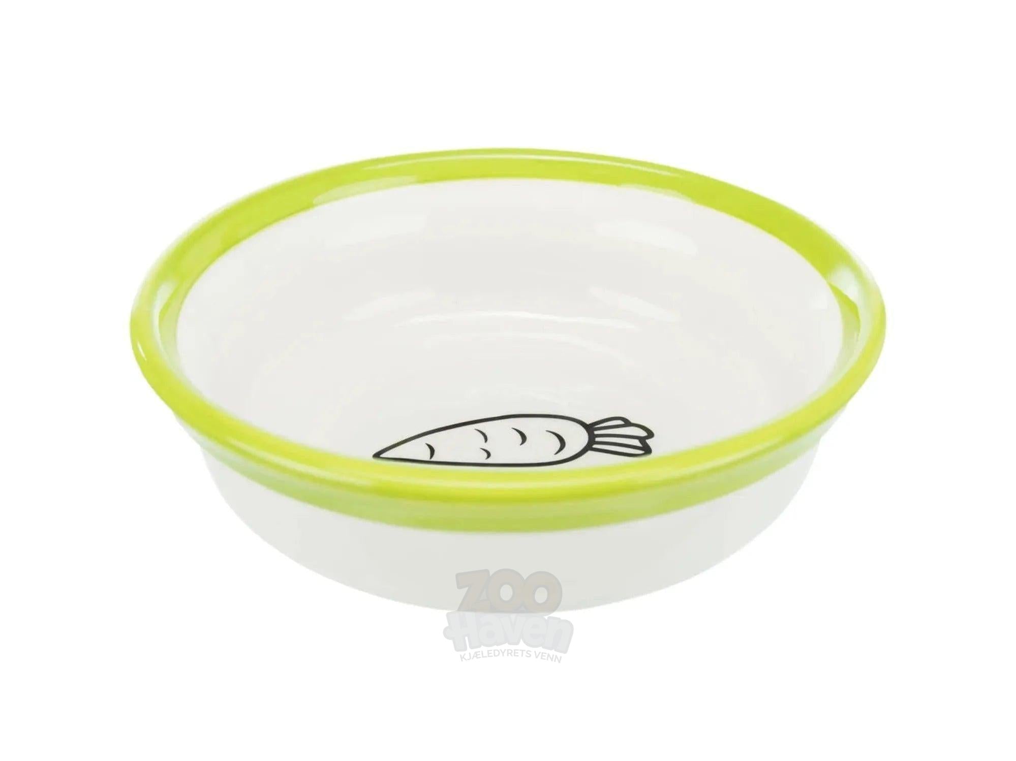 Matskål Dobbel Porselen 2x0,3l Ø13cm Hvit/Grønn