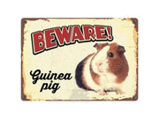 Metallskilt Beware Marsvin 21x14,8cm