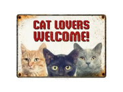 Metallskilt Cat Lovers Welcome 21x14,8cm