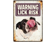 Metallskilt Warning Lick Risk 21x14,8cm