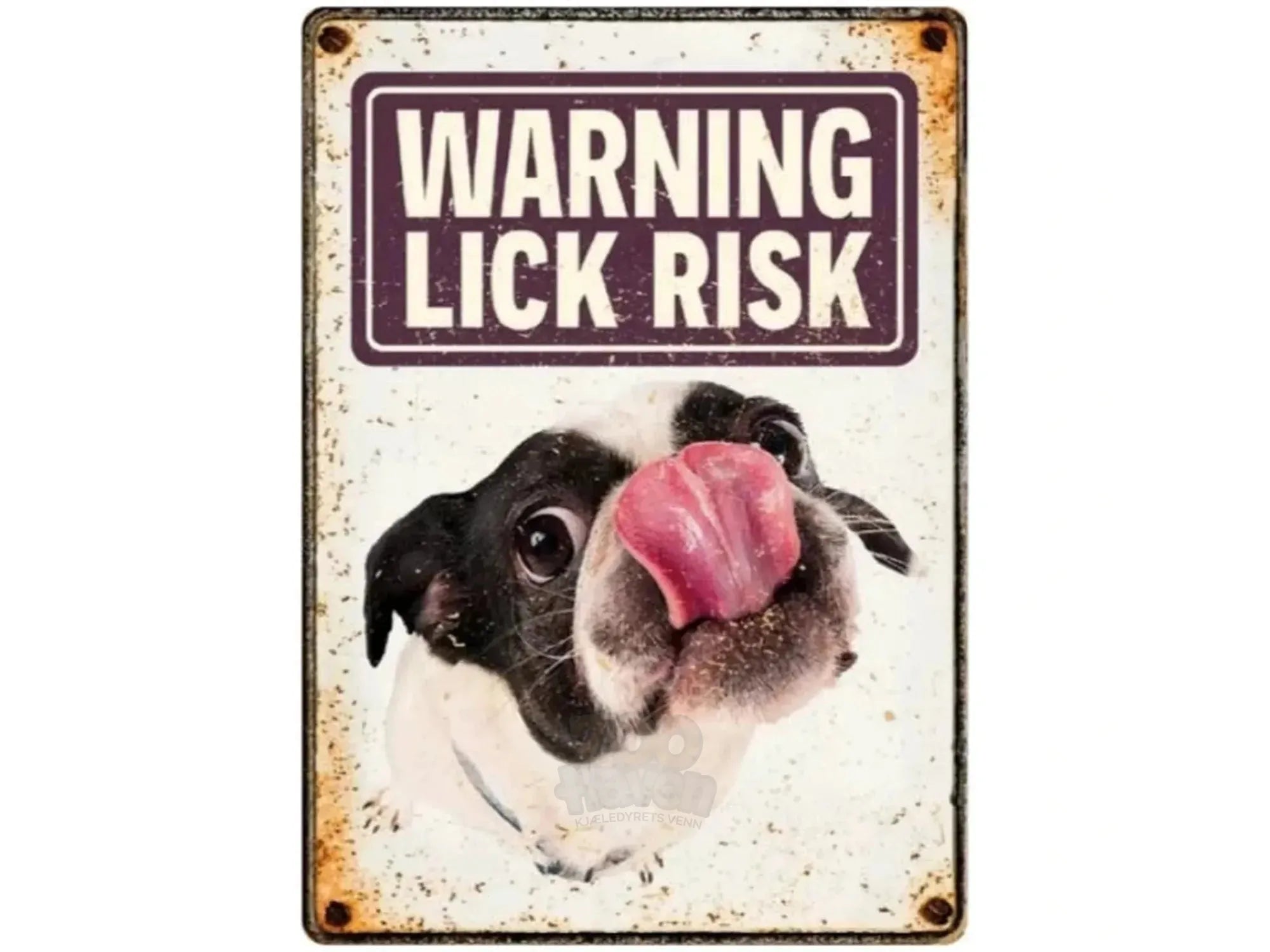 Metallskilt Warning Lick Risk 21x14,8cm