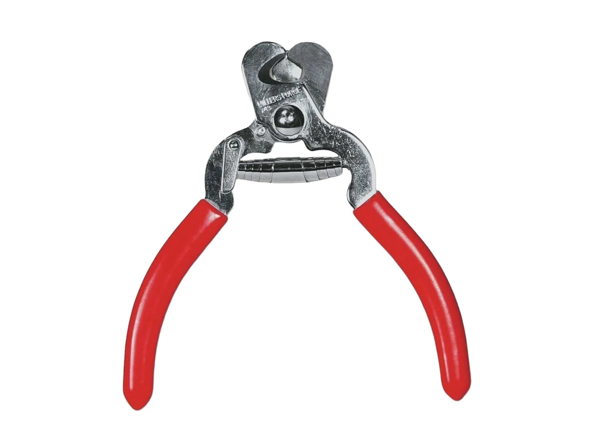Millers Forge klotang medium med røde, ergonomiske håndtak og herdet stål.