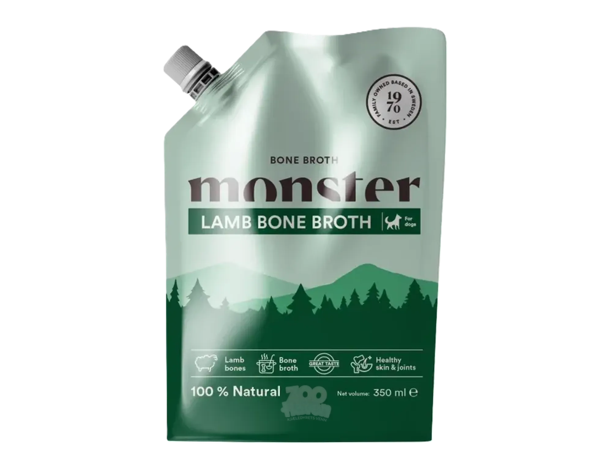 Monster Dog Benbuljong Lam 100 - 350 ml – 100 % naturlig støtte til hud, pels og ledd