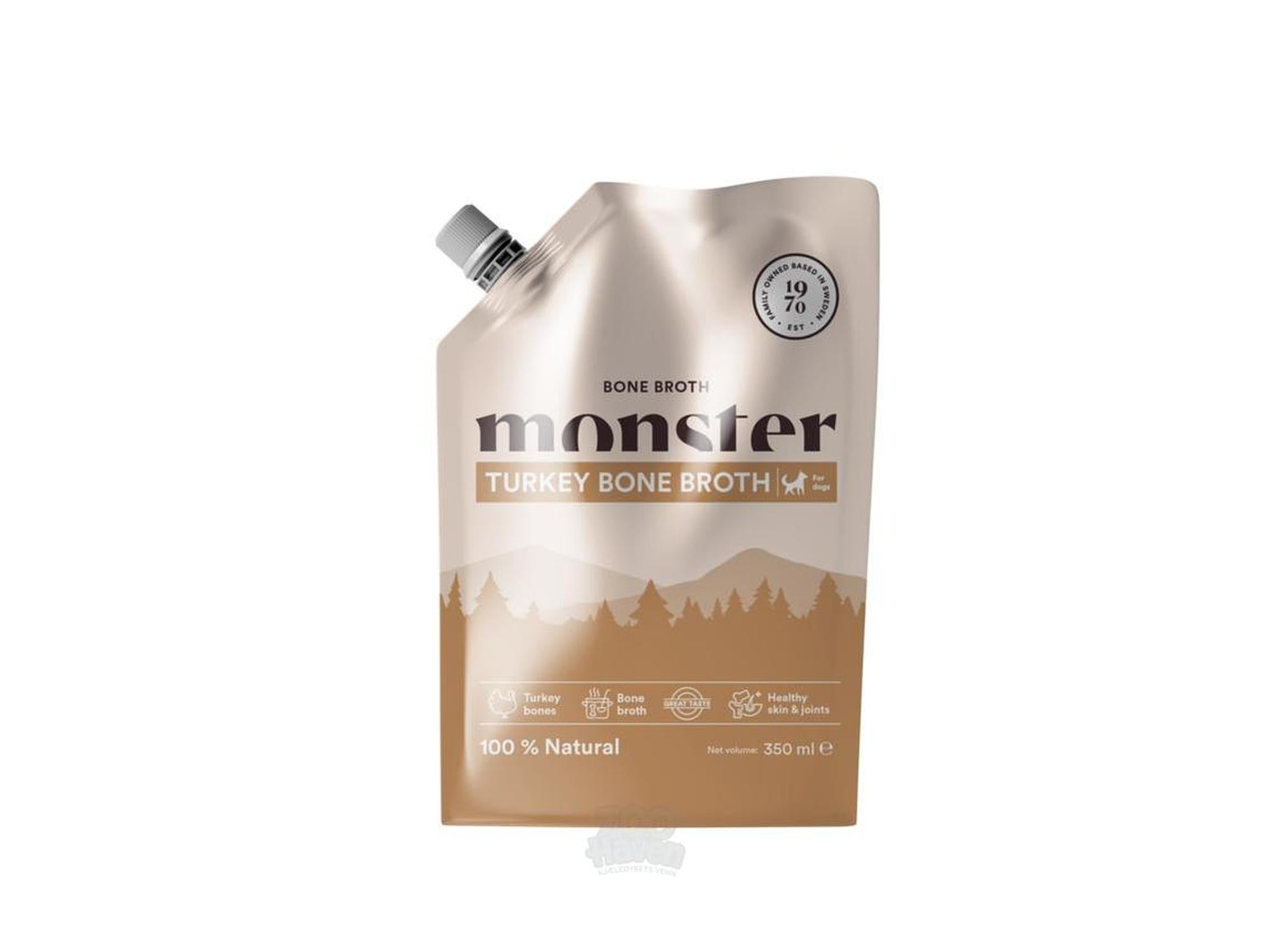 Monster Dog Bone Broth Kalkun 100 - 350 ml– 100 % naturlig smak og støtte til ledd og hud