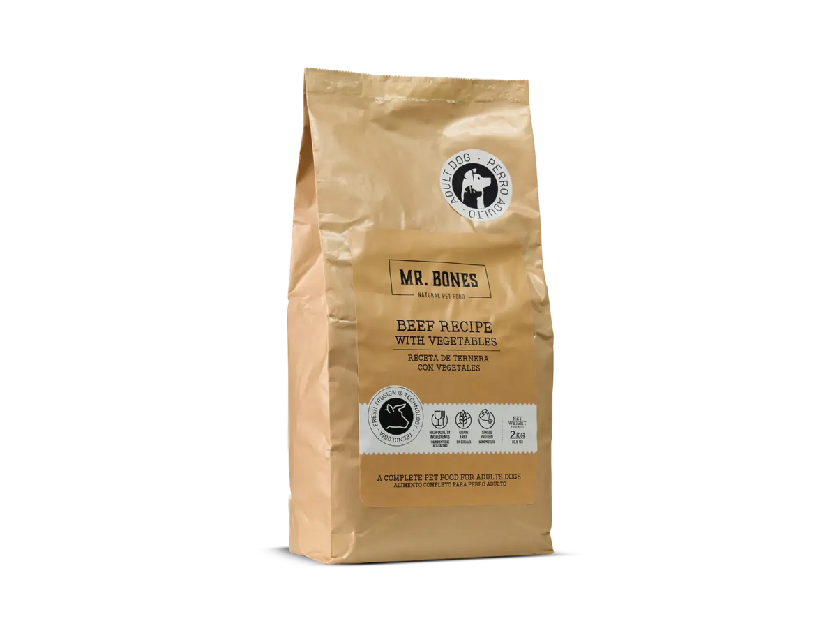 Mr. Bones Freshtrusion Storfe – kornfritt tørrfôr til hund, 2 kg