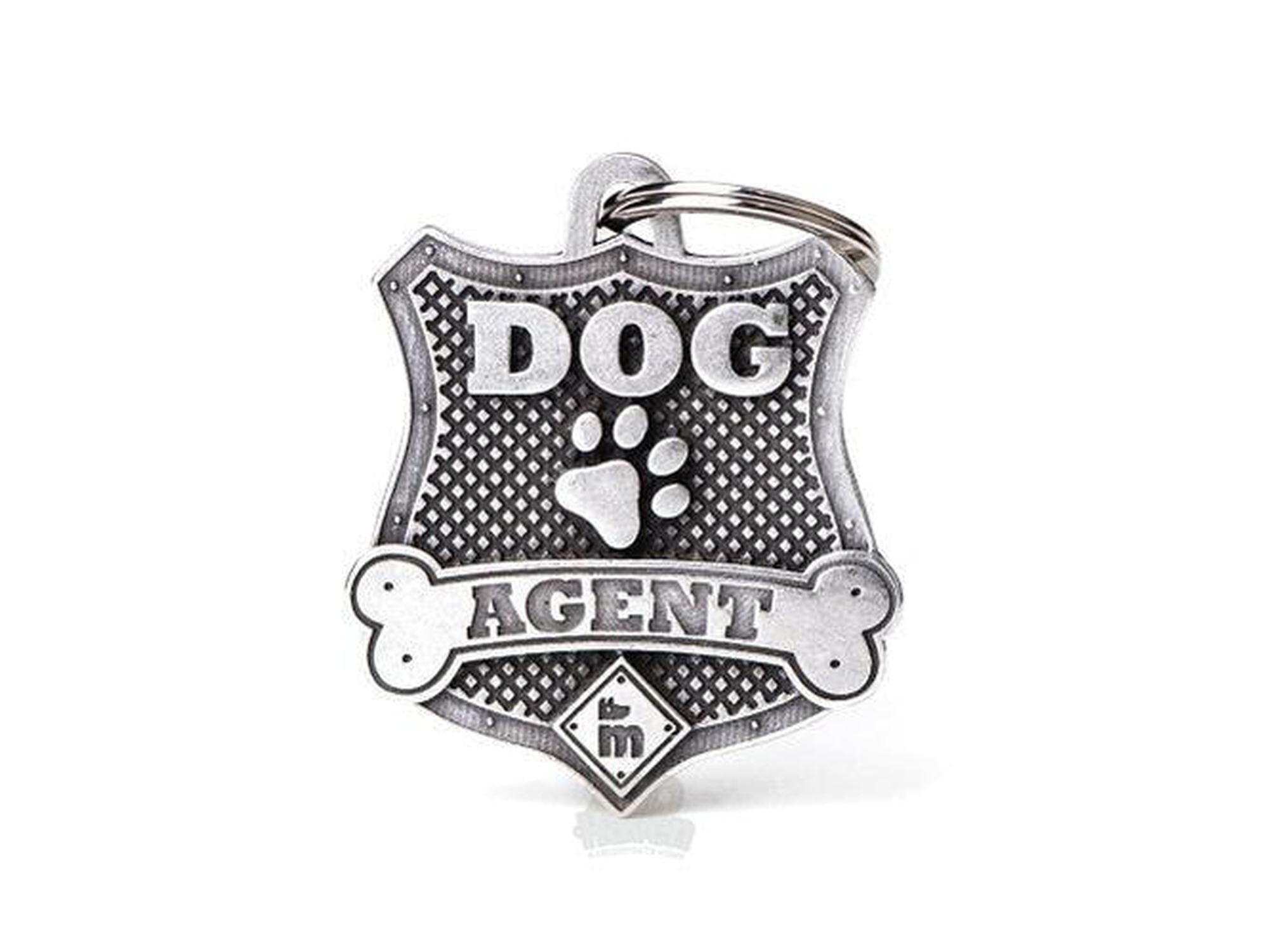 MyFamily Bronx Agent Badge ID-brikke til hund og katt – graverbar navnebrikke