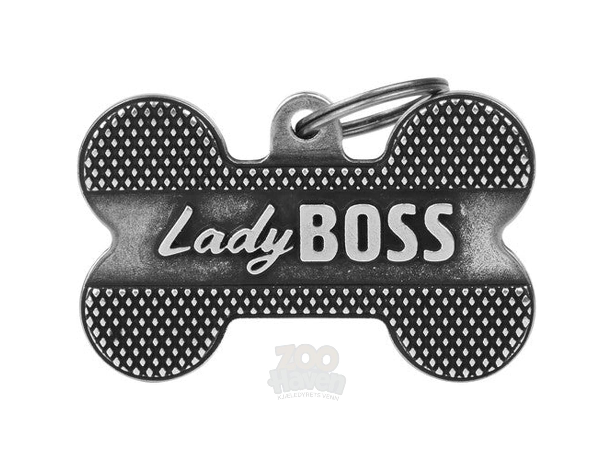 MyFamily Bronx Lady Boss ID-brikke til hund og katt – graverbar navnebrikke