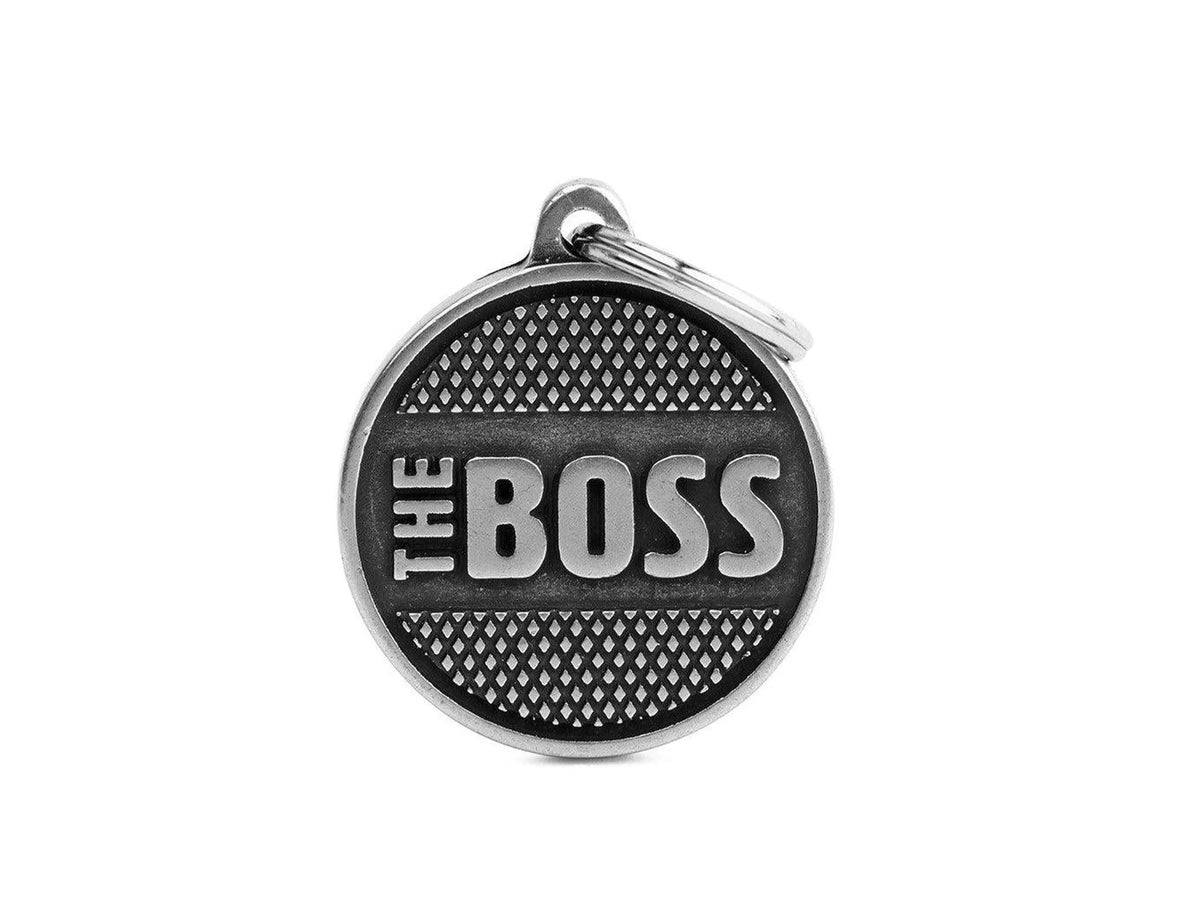 MyFamily Bronx The Boss stor ID-brikke til hund og katt – graverbar navnebrikke