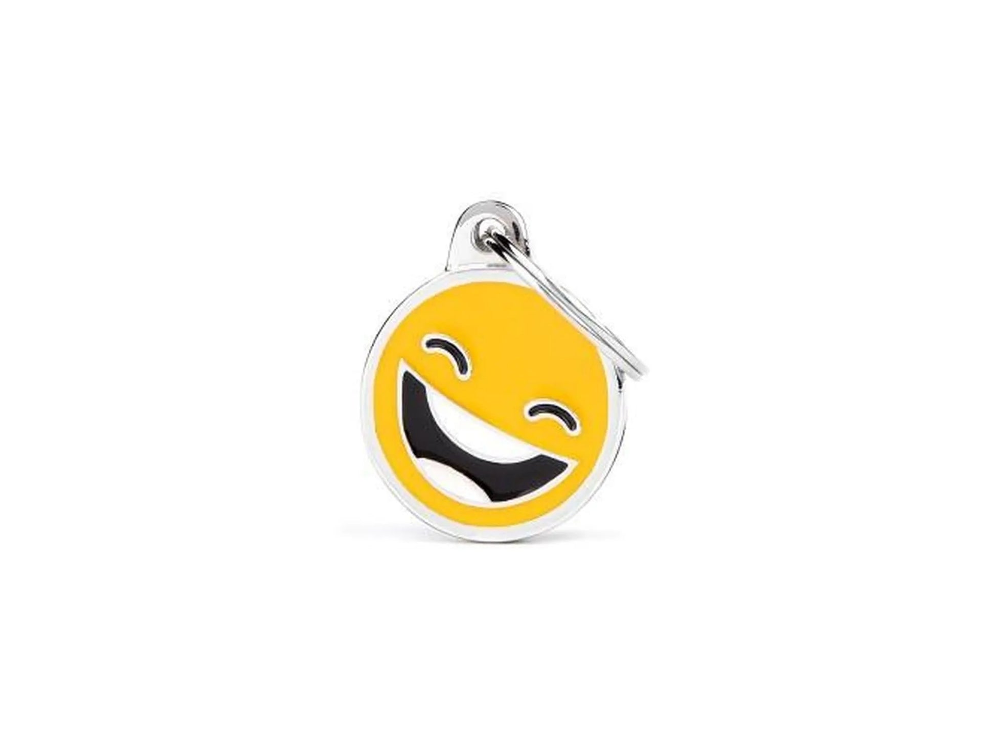 MyFamily Charms Emoticon Smile ID-brikke til hund og katt – graverbar navnebrikke
