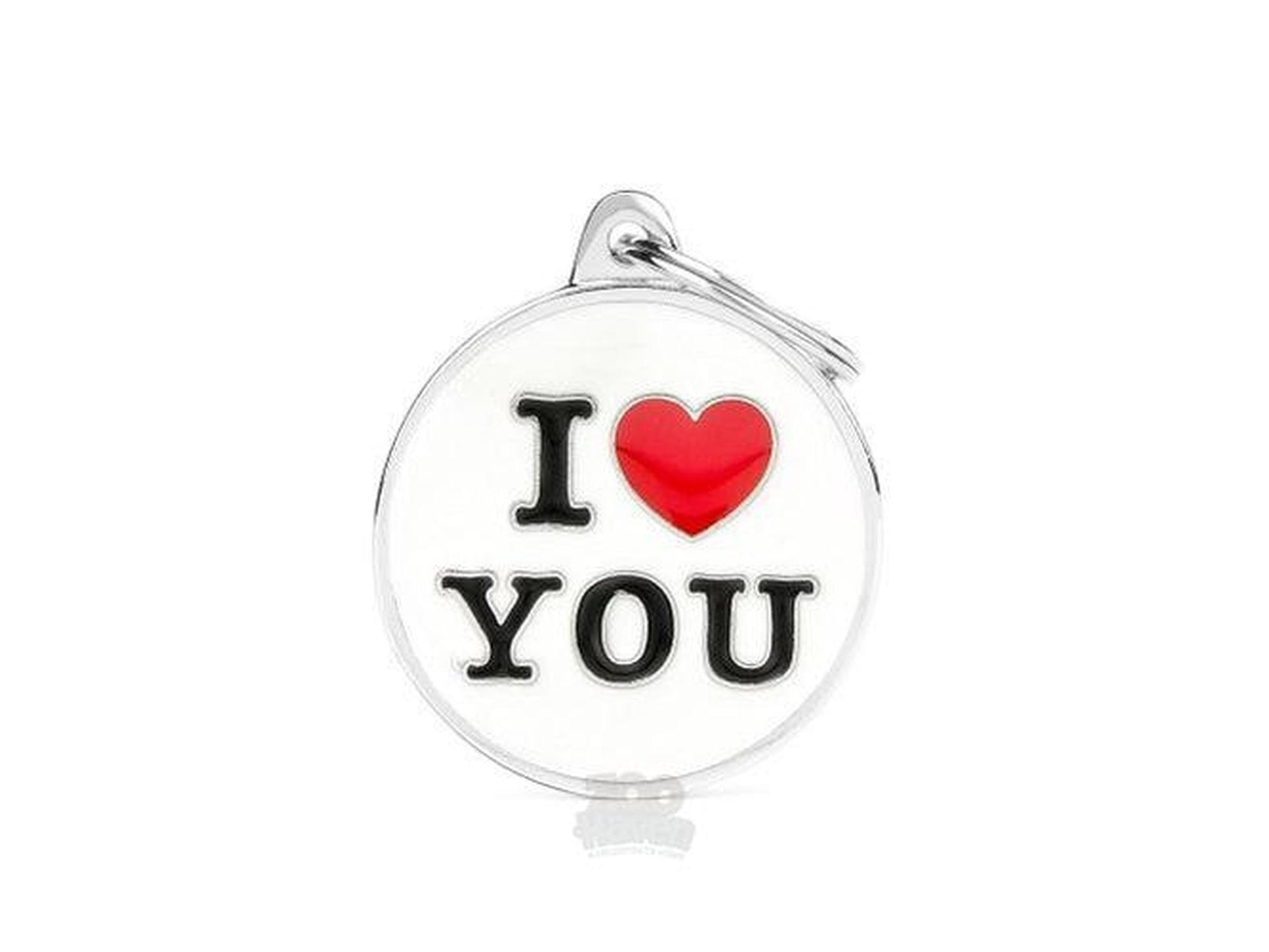 MyFamily Charms I Love You ID-brikke til hund og katt – graverbar navnebrikke