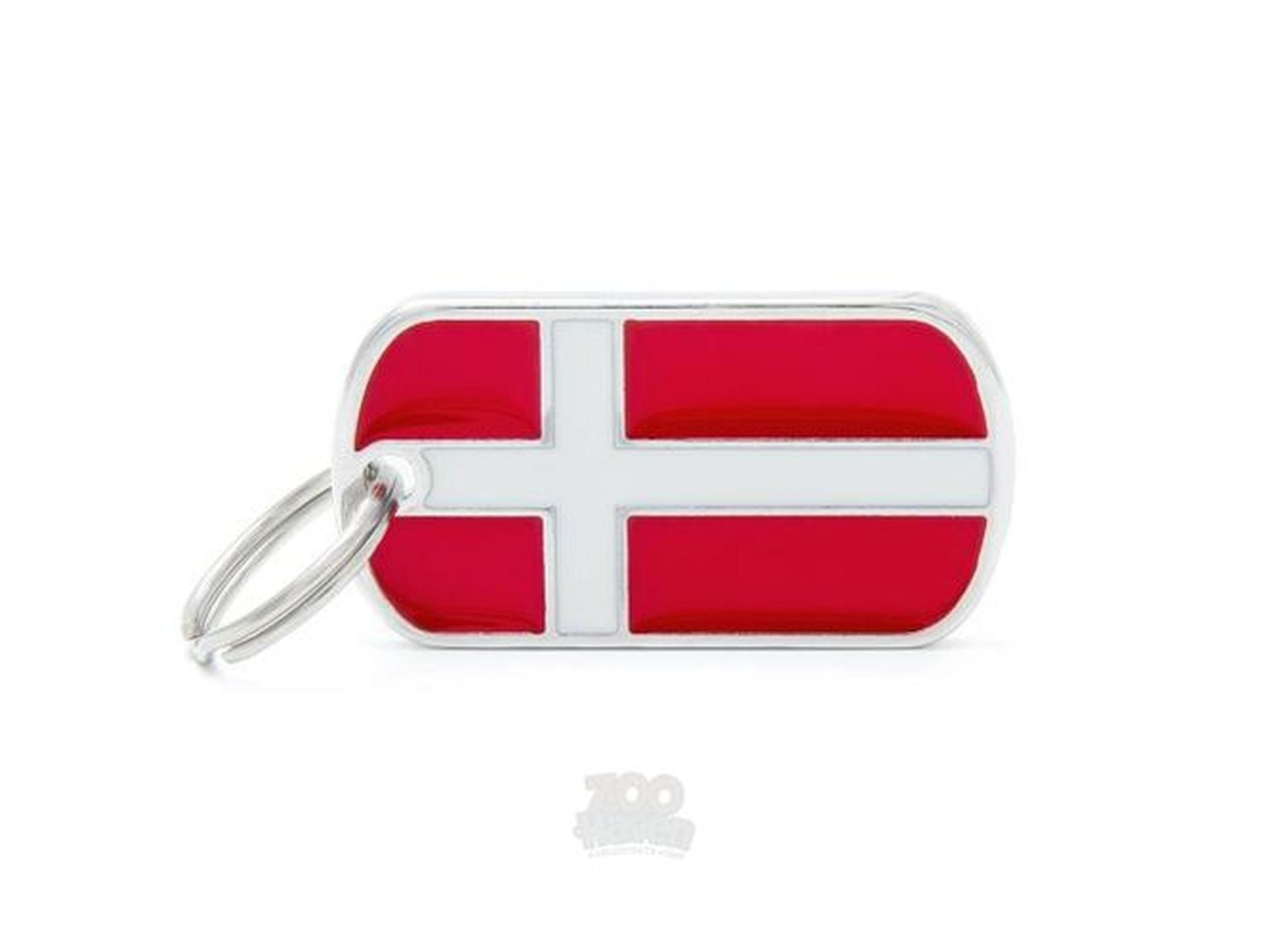 MyFamily Flags Danmark ID-brikke til hund og katt – graverbar navnebrikke