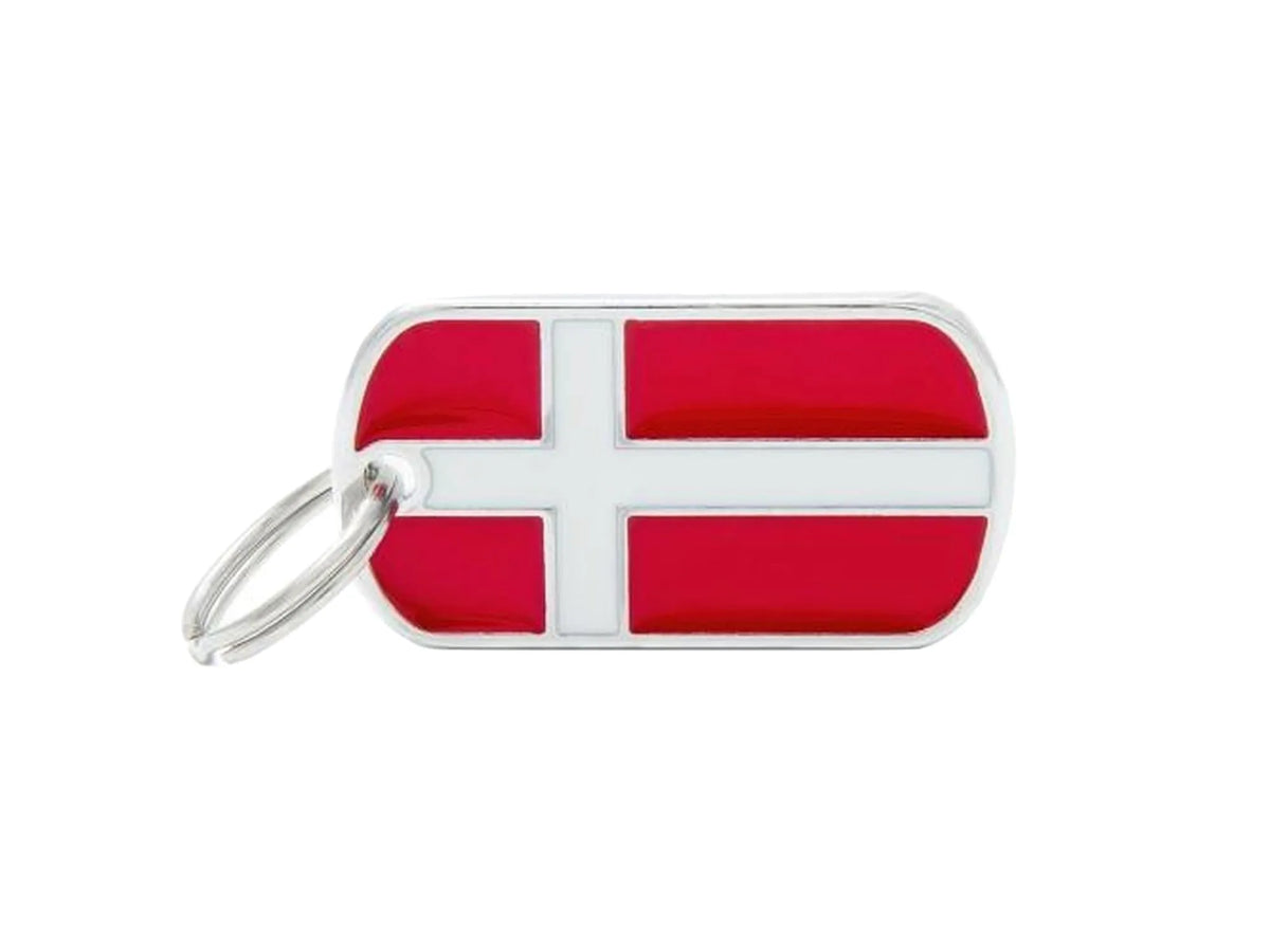 MyFamily Flags Danmark ID-brikke til hund og katt – graverbar navnebrikke