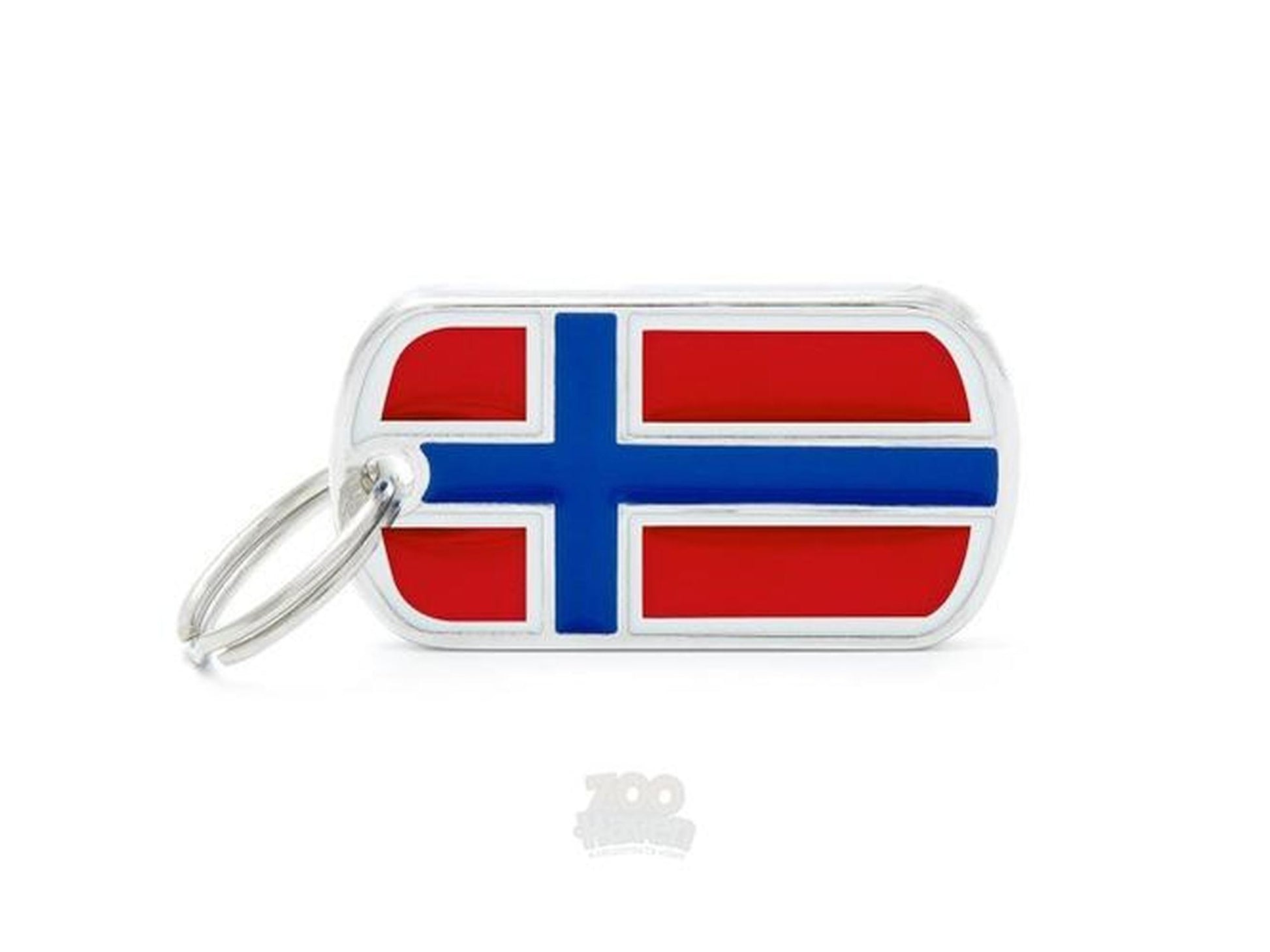 MyFamily Flags Norge ID-brikke til hund og katt – graverbar navnebrikke