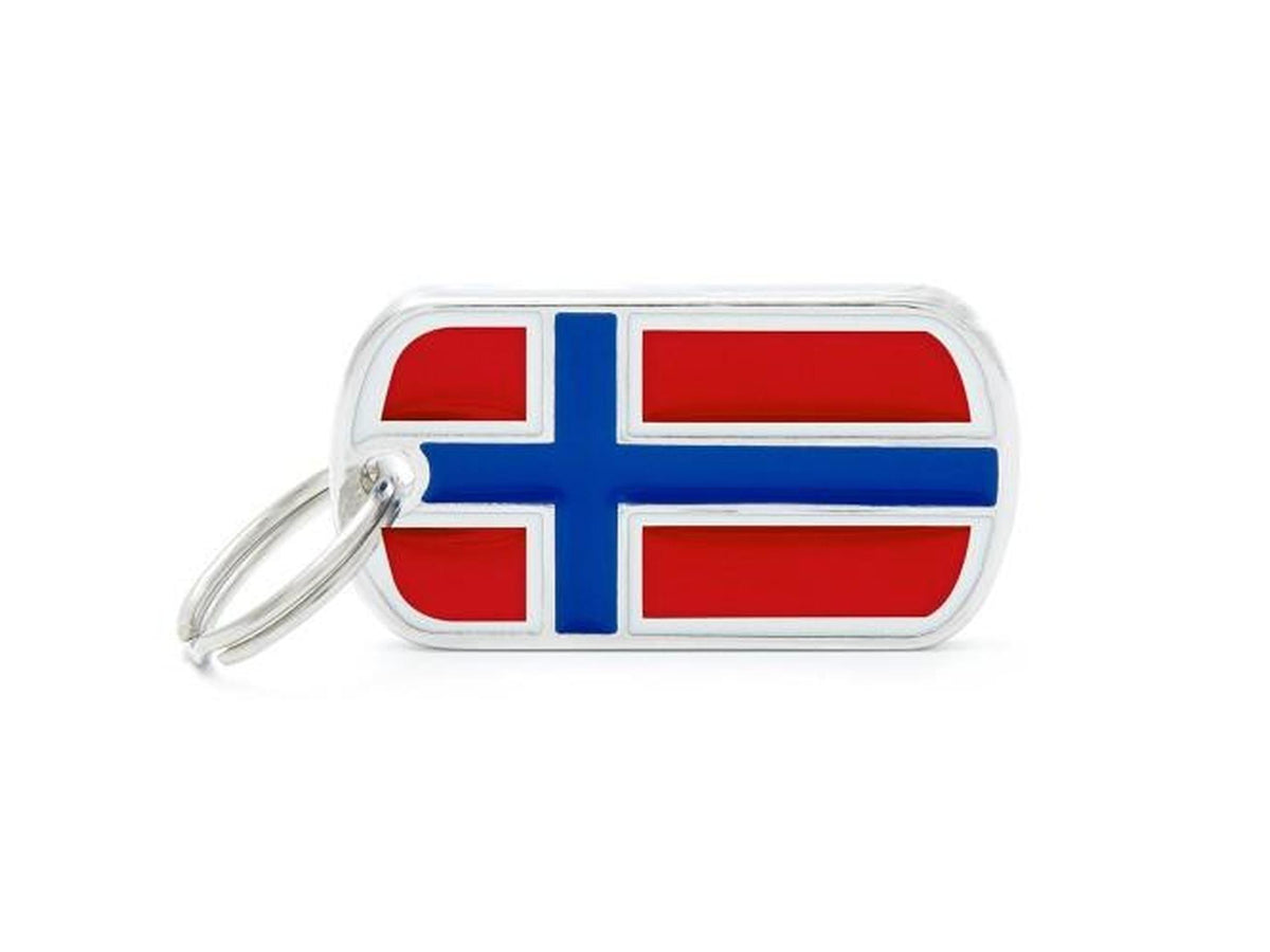 MyFamily Flags Norge ID-brikke til hund og katt – graverbar navnebrikke