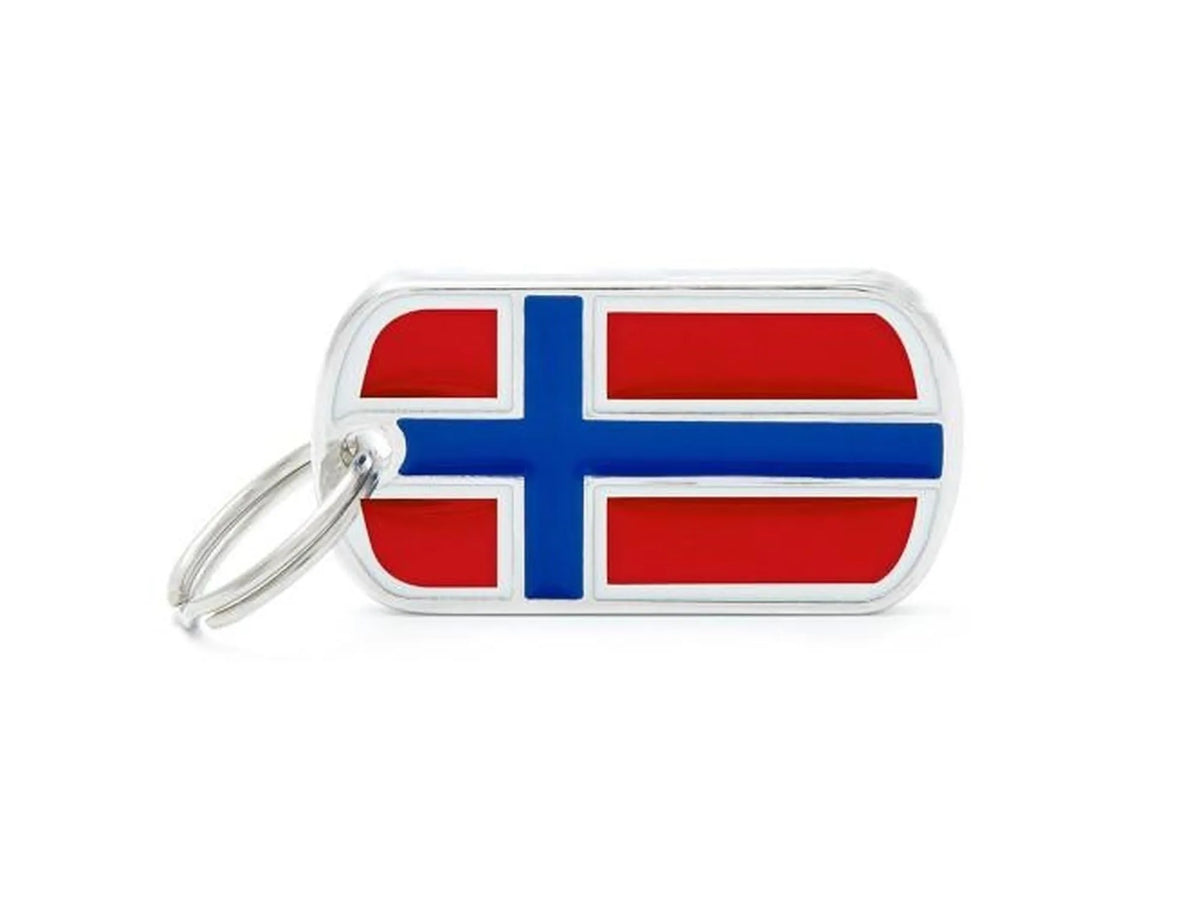 MyFamily Flags Norge ID-brikke til hund og katt – graverbar navnebrikke